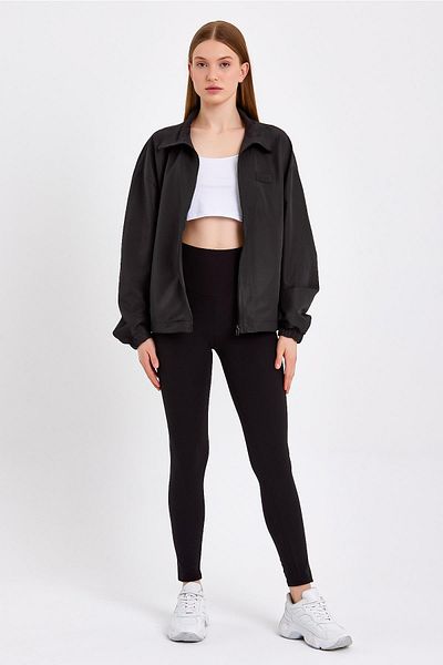 JAHR MARC Dark Gray Zippered Women's Slim Jacket