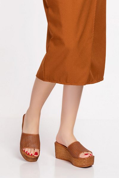 Elile Shoes Γυναικείες Παντόφλες - Γνήσιο Καφέ Δέρμα