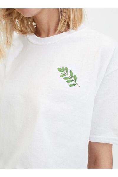 Rokeby Γυναικείο λευκό μπλουζάκι Oversize – 100% βαμβακερό χτενισμένο βαμβάκι – Basic printed – Άνετη εφαρμογή Summer Basic T-shirt