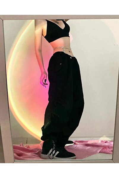 Gofeel Siyah Tactical Kargo Cepli Bel Ve Paça Ayarlanabilir Gabardin Oversize...