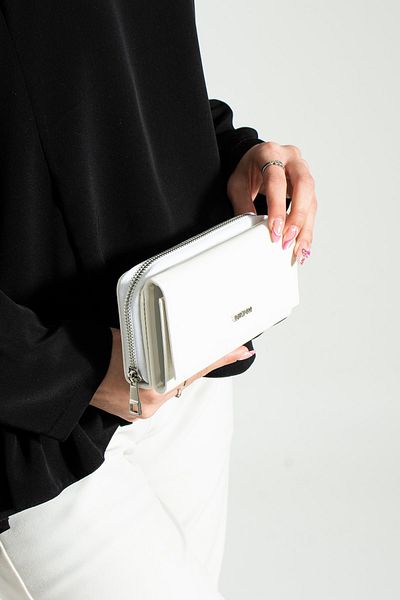 Just Polo Zippered White Coin Compartment 8 + 1 Card Holder Large Size Women's Wallet-jst1201