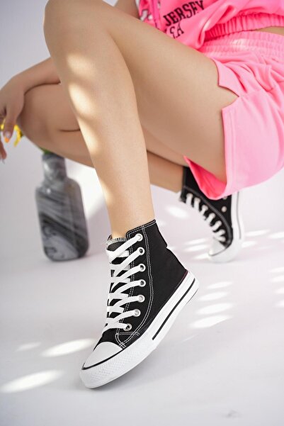 Slazenger Hi High Top Women's Summer Linen Black Sneaker Shoes