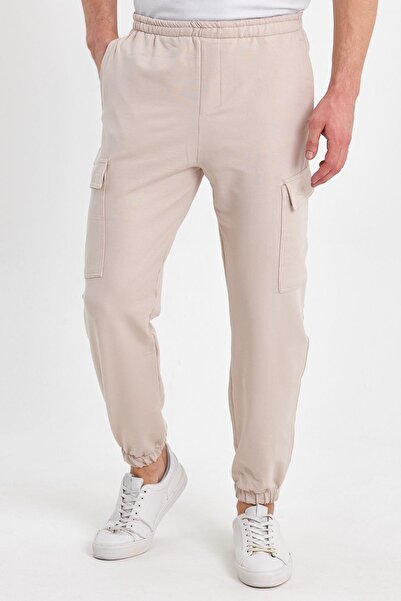 Danger Men's Cargo Pocket Sweatpants Beige