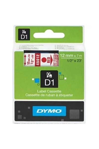 Dymo 45012 Şeffaf/kırmızı D1 Yedek Şerit (12 MM X 7 MT)