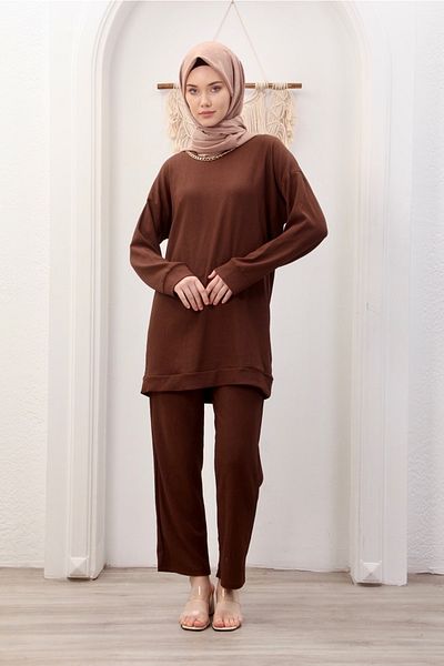 Pamuk Butik Γυναικείο Σετ Χιτζάμπ Παντελόνι Διπλό