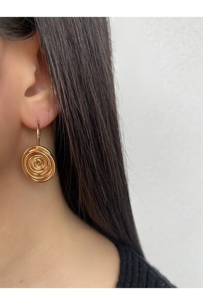 JustGAF أقراط حلزونية ذهبية/ذهبية اللون