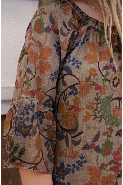 Bohemian Women's Brown Princess Collar Pleated Mini Dress