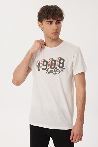 Lee Cooper Lcm 242027   Lee Cooper Zeta Men's O Neck T-Shirt 232 White