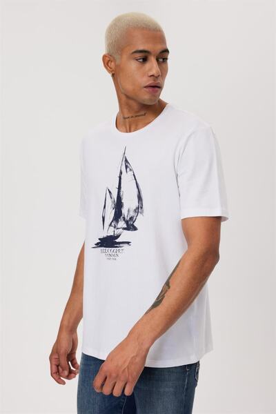 Lee Cooper Ανδρικό μπλουζάκι με λαιμόκοψη Gawaın Λευκό