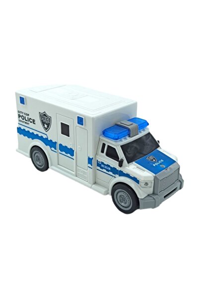 PopŞeker لعبة سيارة الشرطة المنقذة مع الصوت والضوء وخاصية الاحتكاك 20 سم. سيا...
