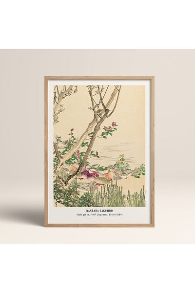 HOMEPACK Рамкирана картина в японски стил Нанбара Сакуджиро 30x40см 40x60см 50x70см Черно Бяло Дърво Jpn002