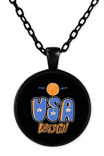 herotasarım Lets Go USA - Black Chain Necklace BLL2052