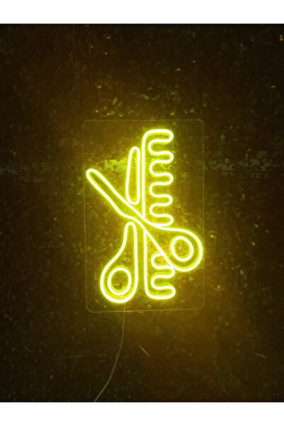dekoraven Makas Ve Tarak Neon Led Tabela Kuaför Güzellik Merkezi Berber Dekor...