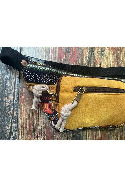 Street Bag Ethnic Authentic 3 Compartment Waist Bag Unisex Colorful Shoulder And Waist Bag