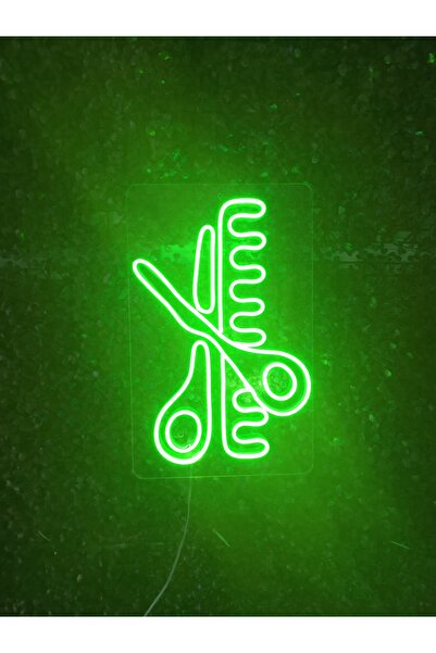dekoraven Makas Ve Tarak Neon Led Tabela Kuaför Güzellik Merkezi Berber Dekor...