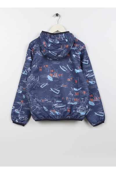 Lee Cooper Μπλε ανδρικό παλτό 232 Lcb 232002 Sail Blue με σχέδιο