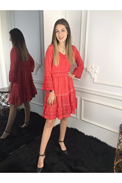 Bohemian Women's Pomegranate Flower Lace Bell Dress