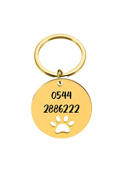 PATİMİO Isme Özel Çelik Kedi Köpek Isimlik Künyesi Gold