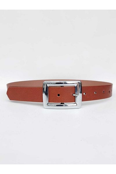 Kemerix Women's Tan Silver Buckle Belt