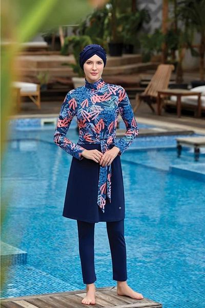 MARESİVA Jeny 8021 Ολόσωμο Lycra Ψηφιακό Μοτίβο Hijab Μαγιό