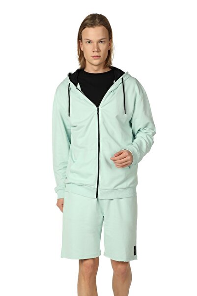 defys Чоловічий худі з капюшоном на блискавці Oversize SU YEŞİLİ