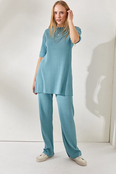 Olalook Costum pentru femei, verde mentă, cu mânecă scurtă, în partea de jos, din lycra TKM-19000191