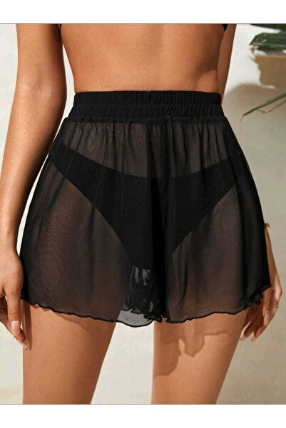 charango Kadın Mesh Yüksek Bel Rahat Tül Şort