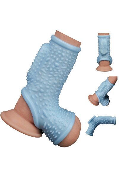 Titreşimli Dış Yapısı Tırtıklı Yarım Penis Kılıfı