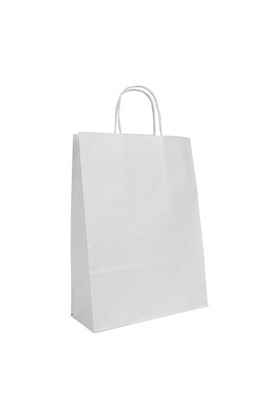 Matbaagraf White Paper Bag 5 Pieces with Twist Handle 18 X 8 X 24