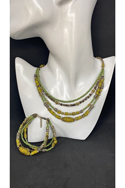 Porsuk Alternatif مجموعة أساور وقلادة من الزجاج الهندي العرقي مصنوعة يدويًا ل...