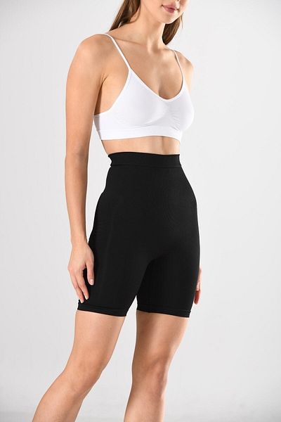 Miss Fit 34314 Women's Black Seamless High Waist Silicone Anti-Slip 1 Size Slimming Boxer Corset