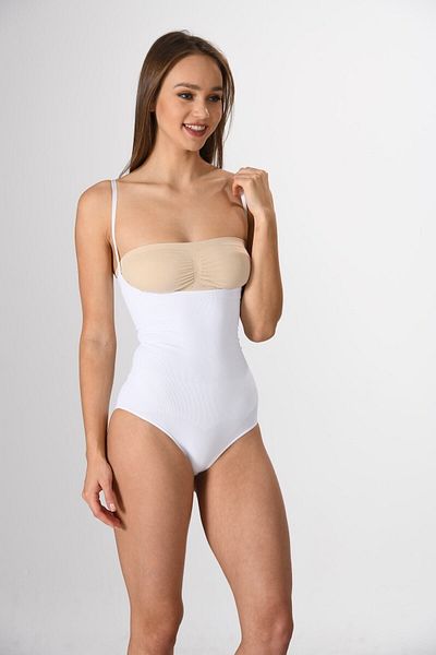 Miss Fit 17332 Women's White Seamless Thin Strap Underbust Snap Body Knitted Size 1 Slimming Corset