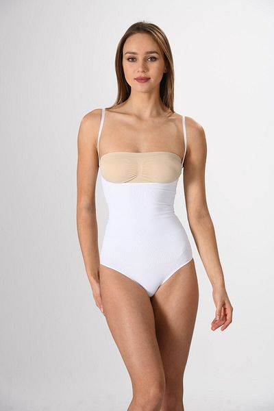 Miss Fit 17332 Women's White Seamless Thin Strap Underbust Snap Body Knitted Size 1 Slimming Corset