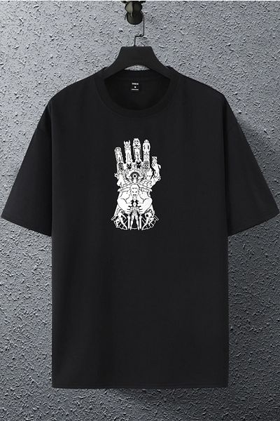 Jobia Outdoors Marvel Printed Unisex Oversize T-shirt - Infinity Glove Design