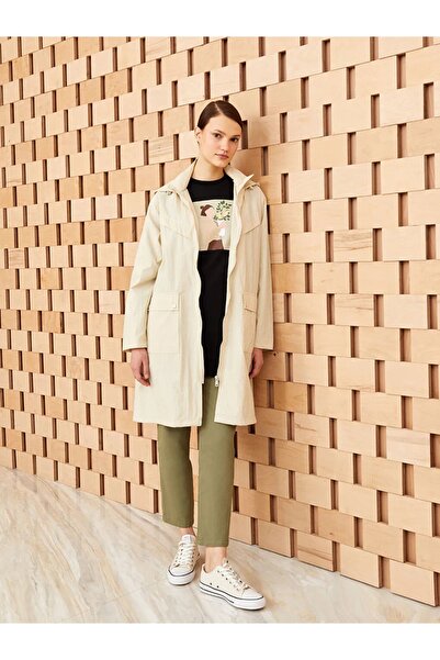 LC Waikiki Γυναικείο αδιάβροχο Lcw Modest με κουκούλα μονόχρωμο μακρυμάνικο