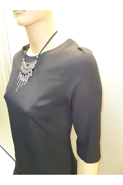 SORALLİNE Γυναικείο φόρεμα με λαιμόκοψη με τρία τέταρτα μανίκια 1103 Navy Blue