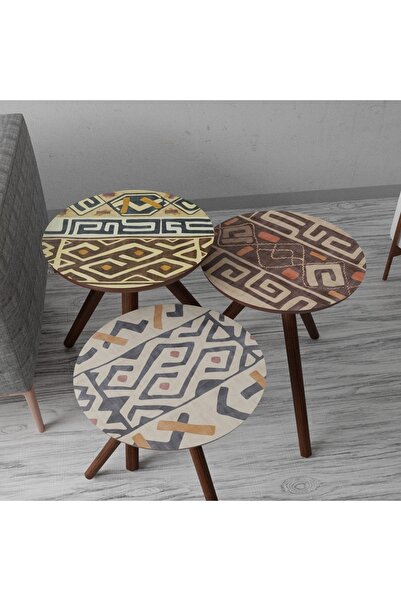 Ho:27 Vikar Dekoratif Zigon Sehpa Set (6'LI TABLO HEDİYELİ)