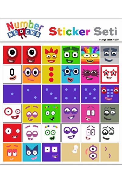 Genel Markalar Number Blocks Matematik Eğitici Birim Küp Snapcubes /0-20 Sticker 36 Pcs