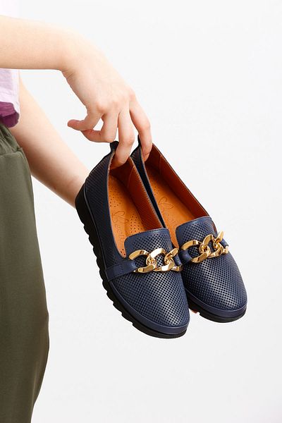 en7 Loafer din piele naturală pentru femei albastru marin 111