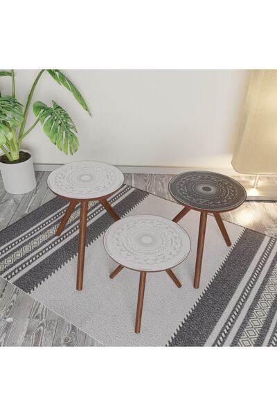 Ho:27 Radix Dekoratif Zigon Sehpa Set (6'LI TABLO HEDİYELİ)