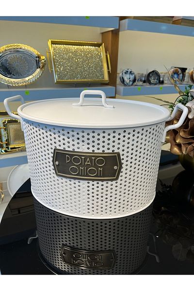 emir home shop Metal Compartment Galvanized Potato Onion Vegetable Fruit Storage Container Bucket Large Size Onion Potato Holder