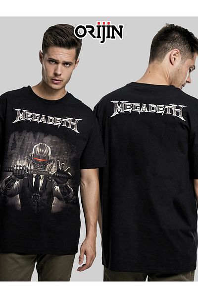 Orijin Tekstil Megadeth Rust In Peace Skull εμπρός πίσω με στάμπα Unisex μαύρο μπλουζάκι