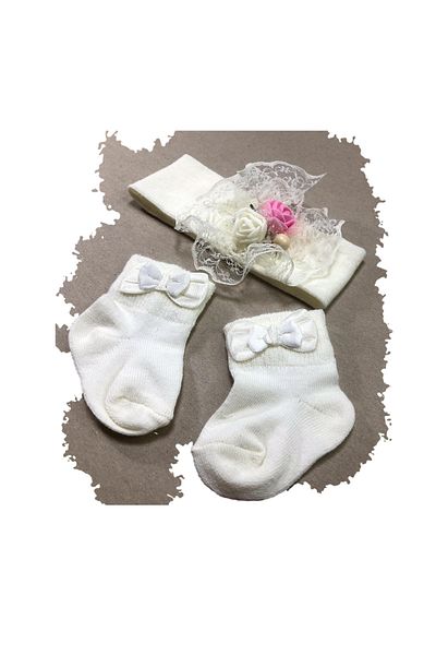 neocotton Baby Girl Floral Bandana and Socks Set