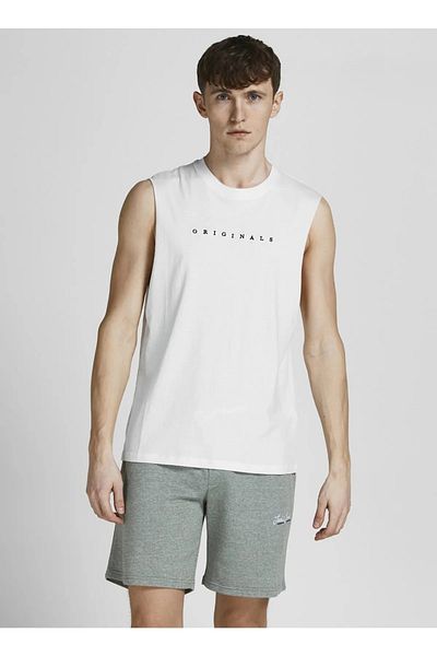 Jack & Jones Jack&jones Sleeveless White Men's 100% Cotton T-shirt 12210016