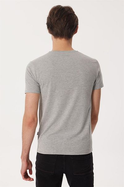 Lee Cooper Drawınglogo Men's O-neck T-shirt Gray Melange