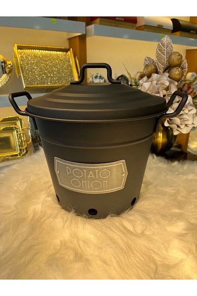 emir home shop Metal Luxury Galvanized Potato Onion Vegetable Fruit Storage Container Bucket Large Size Onion Potato Holder