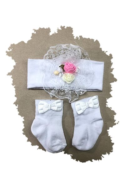 neocotton Baby Girl Floral Bandana and Socks Set