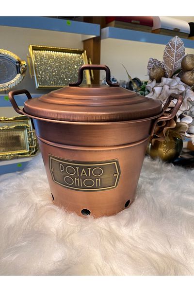 emir home shop Metal Luxury Galvanized Potato Onion Vegetable Fruit Storage Container Bucket Large Size Onion Potato Holder