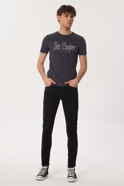 Lee Cooper Drawınglogo Men's O Neck T-shirt Anthracite