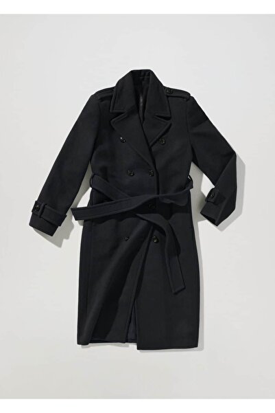 MANGO Woman Oversize Saf Yün Trençkot